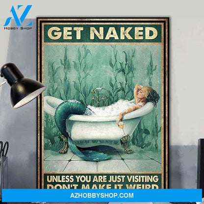 Mermaid Bathroom Get Naked don't make it weird Canvas And Poster, Canvas Wall Art, Wall Decor Visual Art