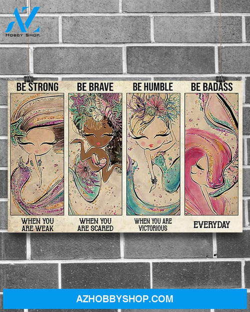 Mermaid Be Strong Be Brave Art Canvas, Wall Decor Visual Art