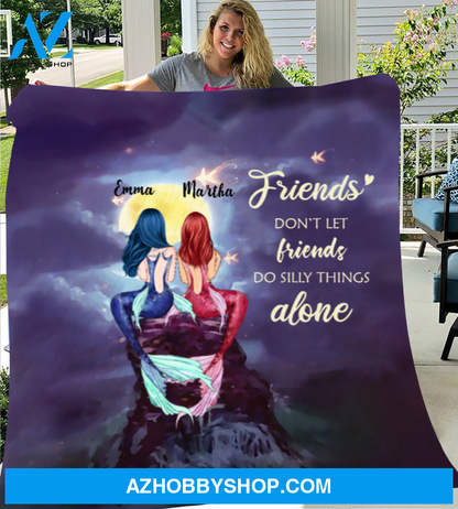 Mermaid Best Friends Personalized Fleece Blanket