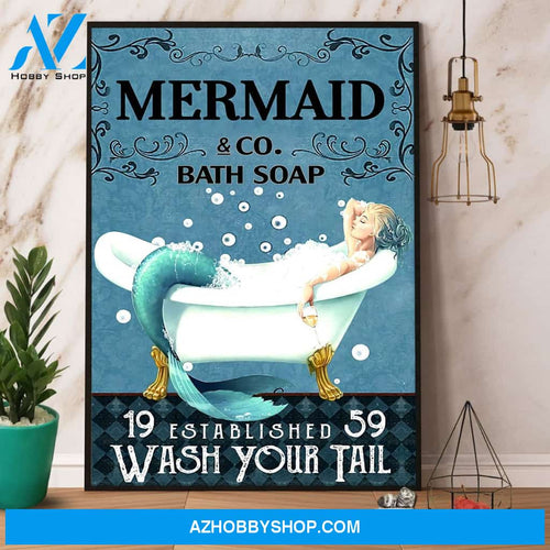 Mermaid & Co Bath Soap Wash Your Tail Canvas And Poster, Wall Decor Visual Art