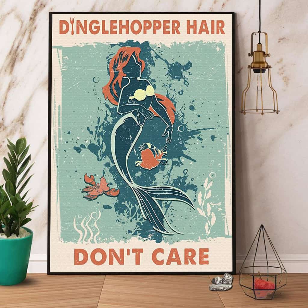 Mermaid Dinglehopper Hair Don'T Care Paper Poster No Frame Matte Canvas Wall Decor