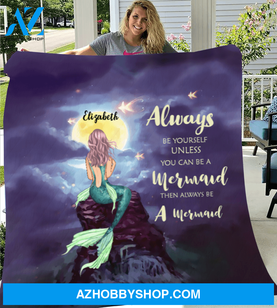 Mermaid Girl Personalized Fleece Blanket