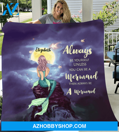 Mermaid Girl Personalized Fleece Blanket