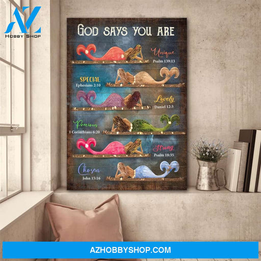 Mermaid - God says you are Jesus Portrait Canvas Prints - Wall Art