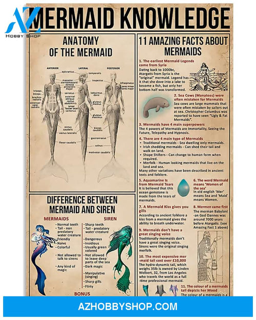 Mermaid Knowledge Poster Wall Decor