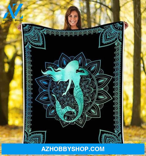 Mermaid Mandala Fleece Blanket - Quilt Blanket