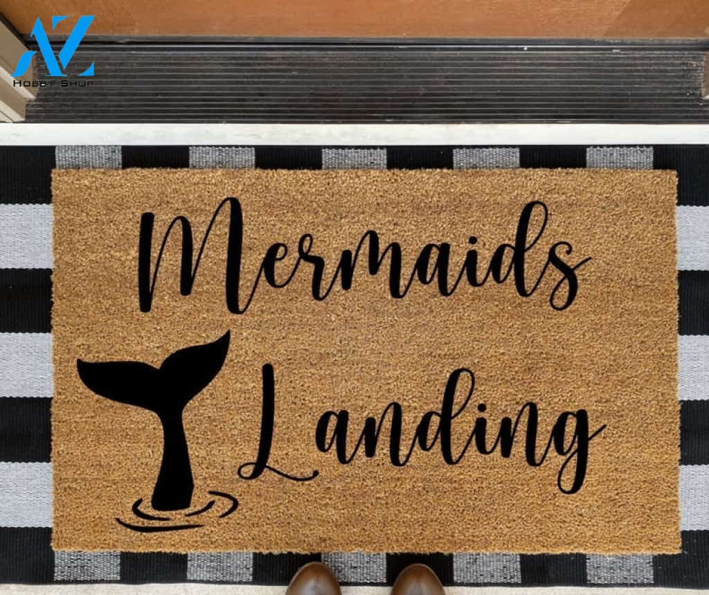 Mermaid - Mermaids Landing Welcome Doormat Warm House Gift Welcome Mat Gift For Friend Family