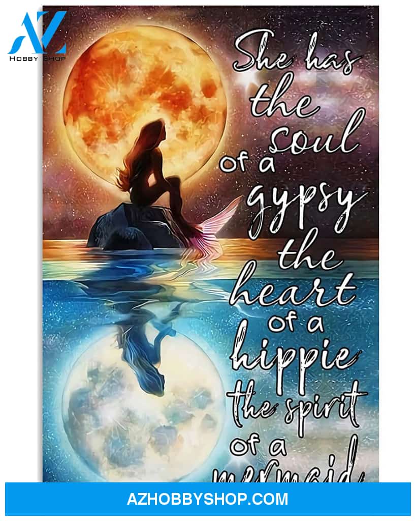 Mermaid Moonlight Poster She Has The Soul Of A Gypsy The Spirit Of A Mermaid Wall Decor