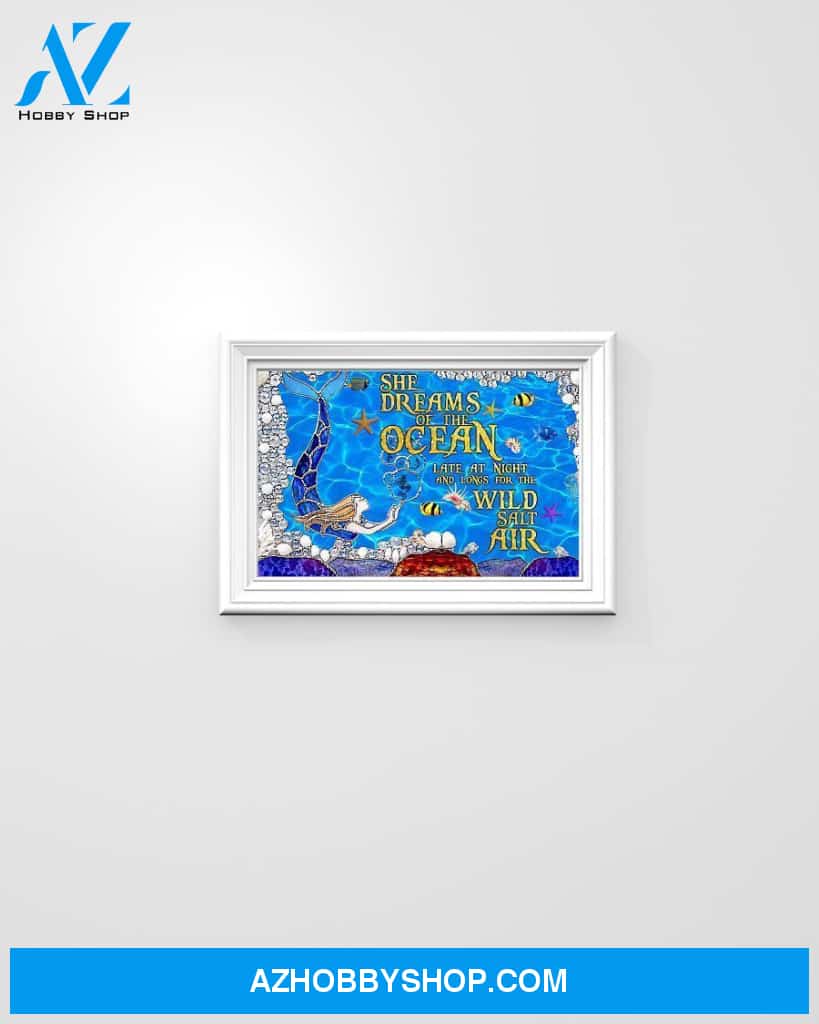Mermaid She Dreams Of The Ocean Canvas Prints, Wall Decor Visual Art