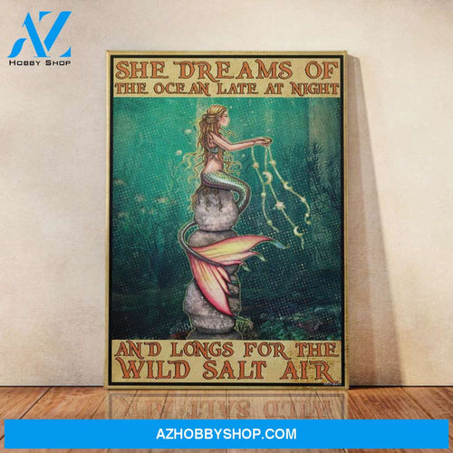 Mermaid She Dreams Of The Ocean Late At Night And Longs For The Wild Salt Air Canvas Wall Art