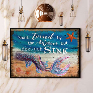 Mermaid She Is Tossed By The Waves But Does Not Sink Paper Poster No Frame Matte Canvas Wall Decor