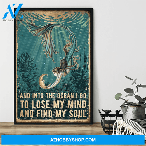 Mermaid Wall Art Canvas Wall Art | And Into Ocean I Go Canvas | To Lose My Mind And Find My Soul Canvas