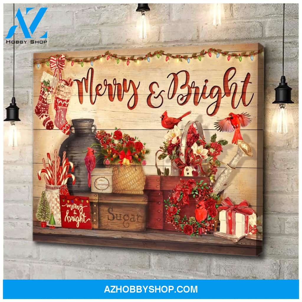 Merry And Bright Cardinal Wall Art Canvas
