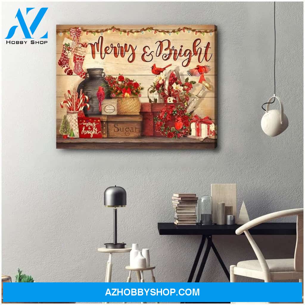 Merry And Bright Cardinal Wall Art Canvas