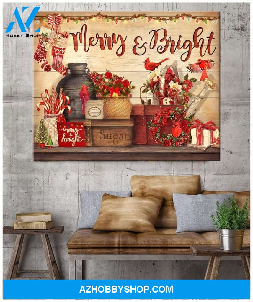 Merry And Bright Cardinal Wall Art Canvas