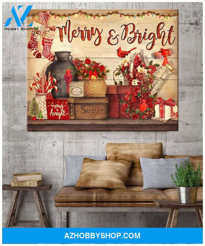 Merry And Bright Cardinal Wall Art Canvas