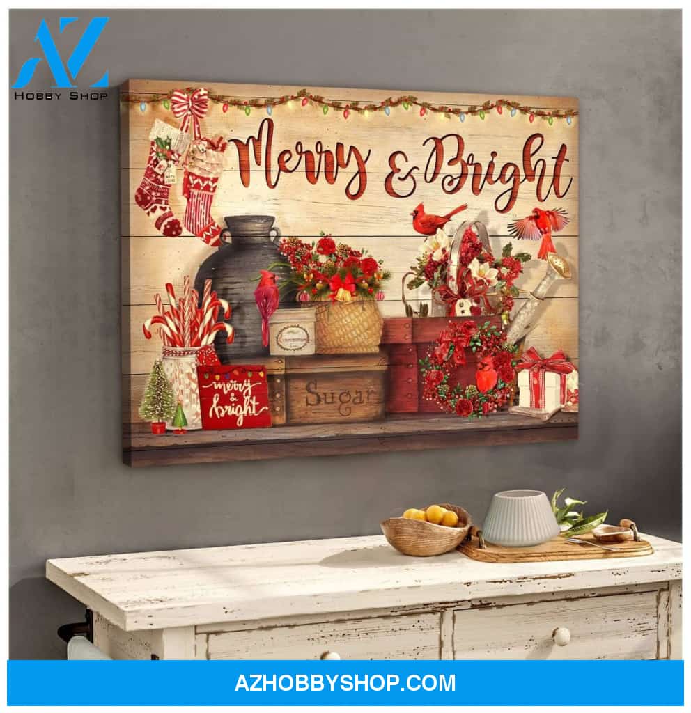 Merry And Bright Cardinal Wall Art Canvas