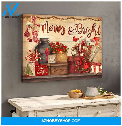 Merry And Bright Cardinal Wall Art Canvas