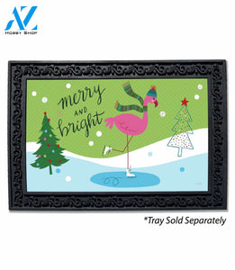 Merry & Bright Flamingo Doormat - 18" x 30"