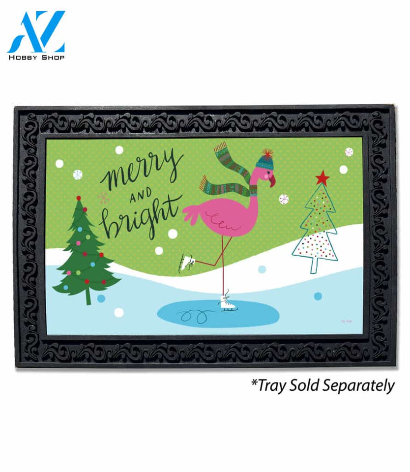 Merry & Bright Flamingo Doormat - 18" x 30"