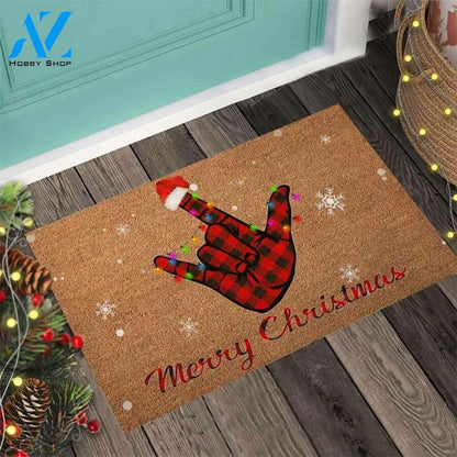 Merry Christmas – American Sign Language Easy Clean Welcome DoorMat | Felt And Rubber | 40x60 cm | 45x75 cm | 60x90 cm | Colorful | DO1186
