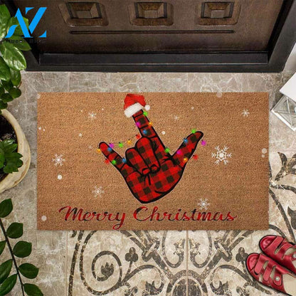 Merry Christmas – American Sign Language Easy Clean Welcome DoorMat | Felt And Rubber | 40x60 cm | 45x75 cm | 60x90 cm | Colorful | DO1186