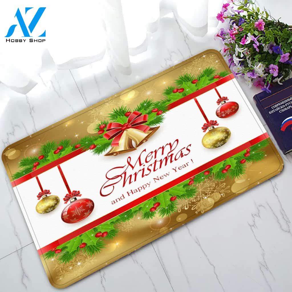 Merry Christmas And Happy New Year Doormat Indoor And Outdoor Mat Entrance Rug Sweet Home Decor Housewarming Gift Gift Friend Family Christmas Holiday