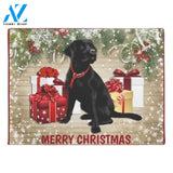 Merry Christmas Black Labrador Doormat Welcome Mat Housewarming, Gift For Dog Lover Home Decor