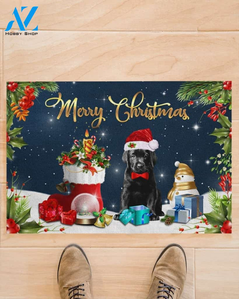 Merry Christmas Black Labrador Noel Funny Doormat Gift For Dog Lovers Birthday Gift Home Decor Warm House Gift Welcome Mat