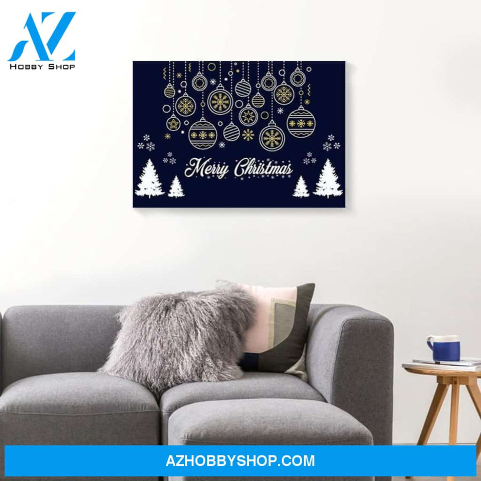 Merry Christmas Blue Canvas Wall Art
