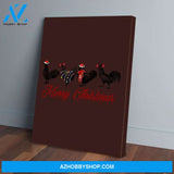 Merry Christmas Chickens Vertical Matte Canvas Wall Art