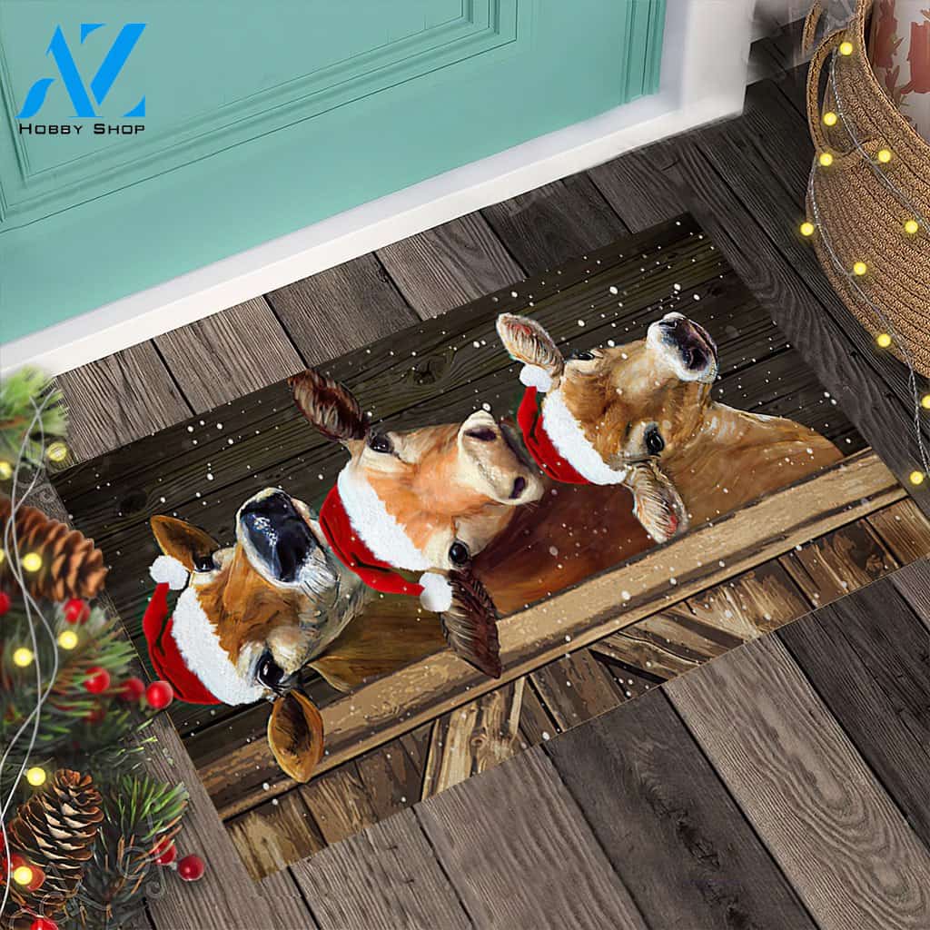Merry Christmas Cow Doormat | Welcome Mat | House Warming Gift