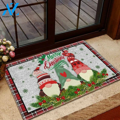 Merry Christmas Cute Gnomes Holiday Doormat Gift For Friends, Family Home Decor Funny Doormat Gift Idea
