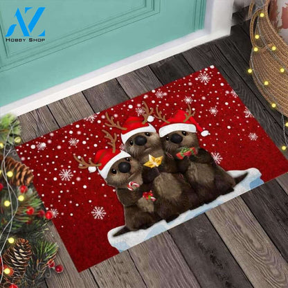 Merry Christmas Easy Clean Welcome DoorMat | Felt And Rubber | 40x60 cm | 45x75 cm | 60x90 cm | Colorful | DO1182