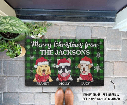 Merry Christmas Family - Personalized Custom Doormat