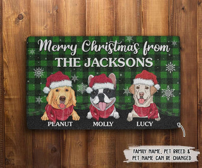 Merry Christmas Family - Personalized Custom Doormat