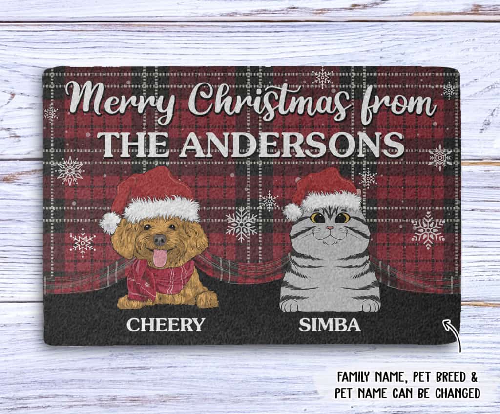 Merry Christmas Family - Personalized Custom Doormat