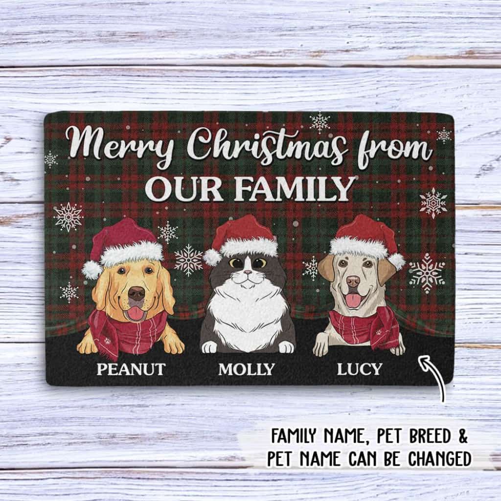 Merry Christmas Family - Personalized Custom Doormat