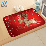 Merry Christmas Golden Deer Couple Doormat Indoor And Outdoor Mat Entrance Rug Sweet Home Decor Housewarming Gift Gift Friend Family Christmas Holiday