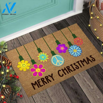 Merry Christmas – Hippie Easy Clean Welcome DoorMat | Felt And Rubber | 40x60 cm | 45x75 cm | 60x90 cm | Colorful | DO1183
