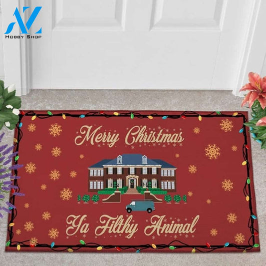 Merry Christmas - House And Snowflakes Indoor And Outdoor Mat Entrance Rug Sweet Home Decor Housewarming, Gift For Friend Family