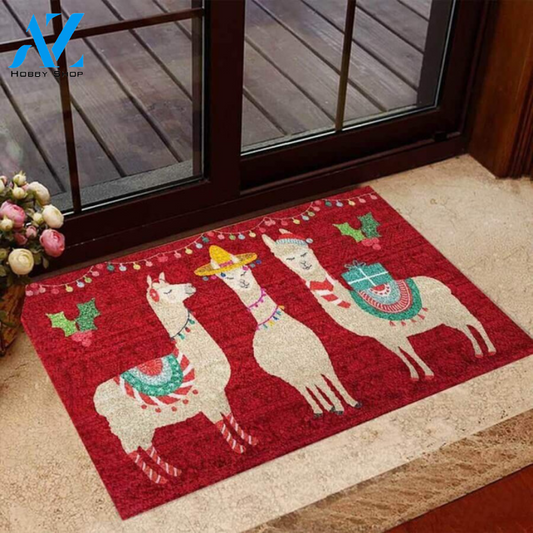 Merry Christmas Llama Doormat Welcome Mat Housewarming Home Decor Funny Doormat Gift For Friend