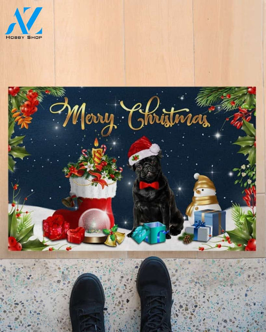 Merry Christmas Pug Indoor And Outdoor Doormat Welcome Mat Housewarming Gift Home Decor Funny Doormat Gift Idea For Christmas Gift For Dog Lovers