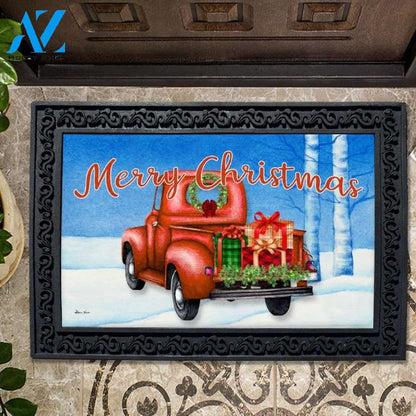 Merry Christmas Red Truck Doormat - 18" x 30"