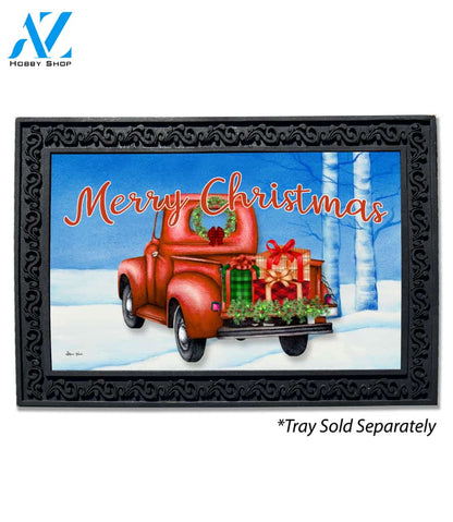 Merry Christmas Red Truck Doormat - 18" x 30"