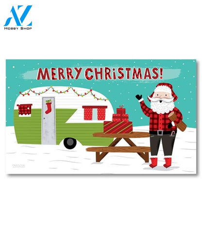Merry Christmas Santa Camper Doormat - 18" x 30"