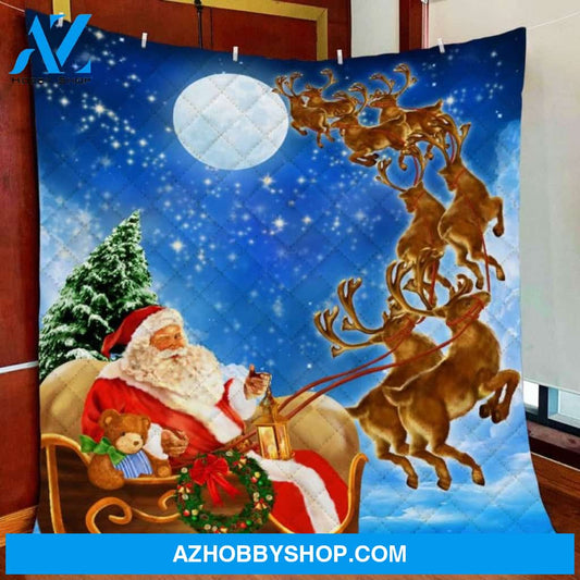 Merry Christmas Santa Claus Fleece Blanket
