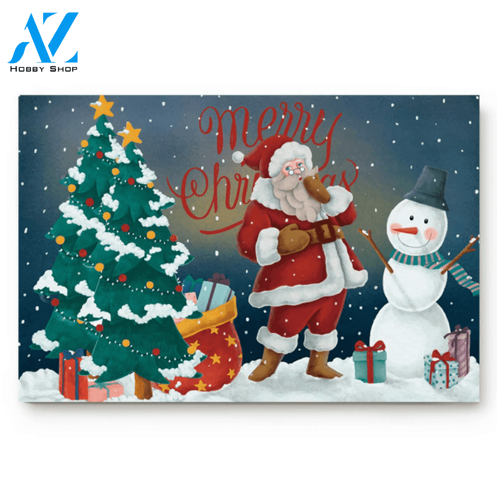 Merry Christmas Santa Claus, Christmas Tree Snowman Doormat Floor Mats Rugs Doormat Welcome Mat Housewarming Home Decor Funny Doormat Gift Idea