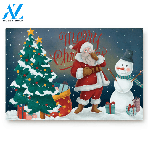 Merry Christmas Santa Claus, Christmas Tree Snowman Doormat Floor Mats Rugs Doormat Welcome Mat Housewarming Home Decor Funny Doormat Gift Idea