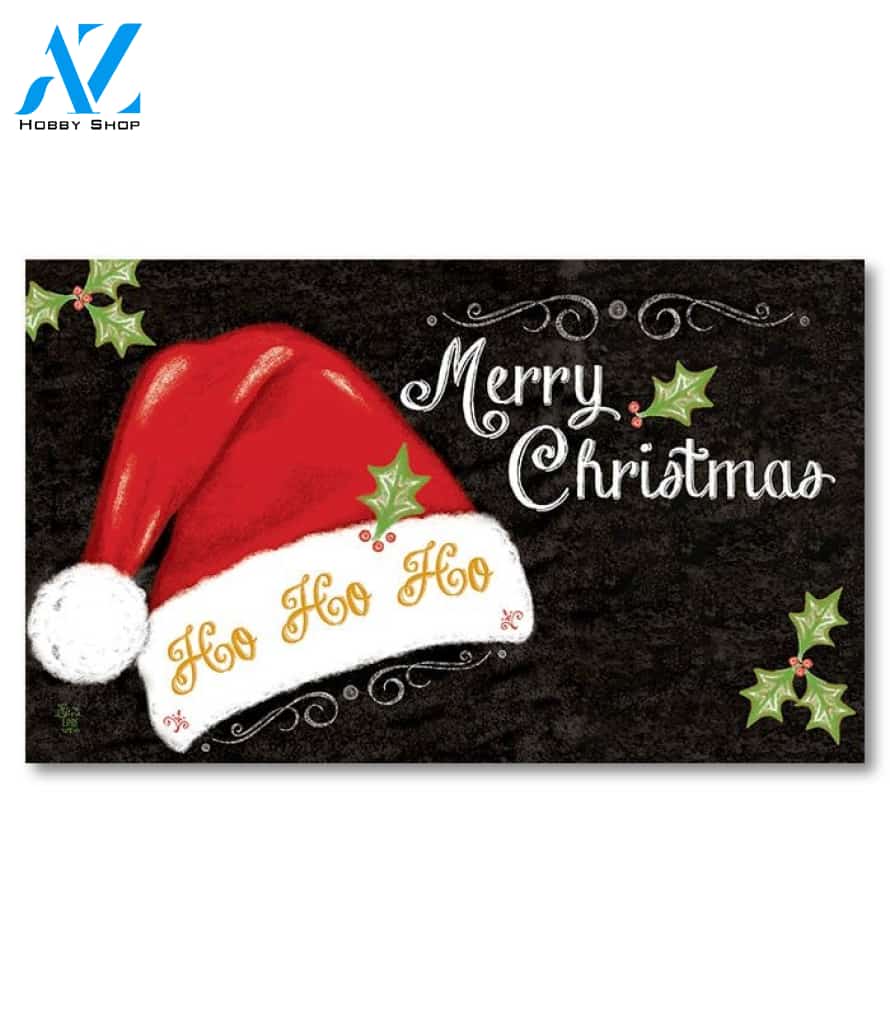 Merry Christmas Santa Hat Doormat - 18" x 30"